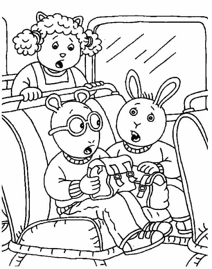 Dibujo de Arthur Read En El Autobús para Colorear y Imprimir
