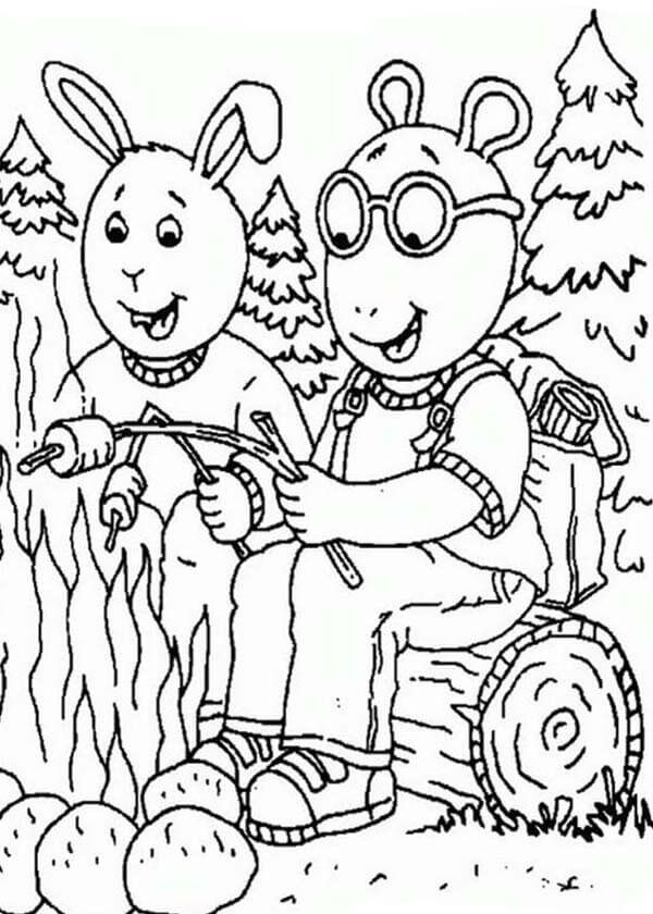 Dibujo de Arthur Read Ir de Camping para Colorear y Imprimir