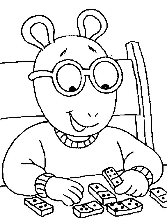 Dibujo de Arthur Read Juega Mahjong para Colorear y Imprimir