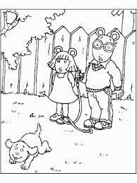 Dibujo de Arthur Read Lleva Al Perro a Pasear para Colorear y Imprimir