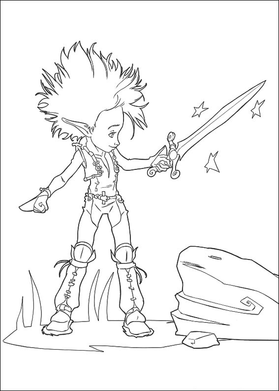 Dibujo de Arthur Sosteniendo La Espada para Colorear y Imprimir