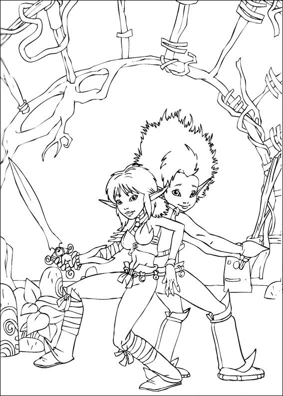 Dibujo de Arthur y Selenia Peleando para Colorear y Imprimir