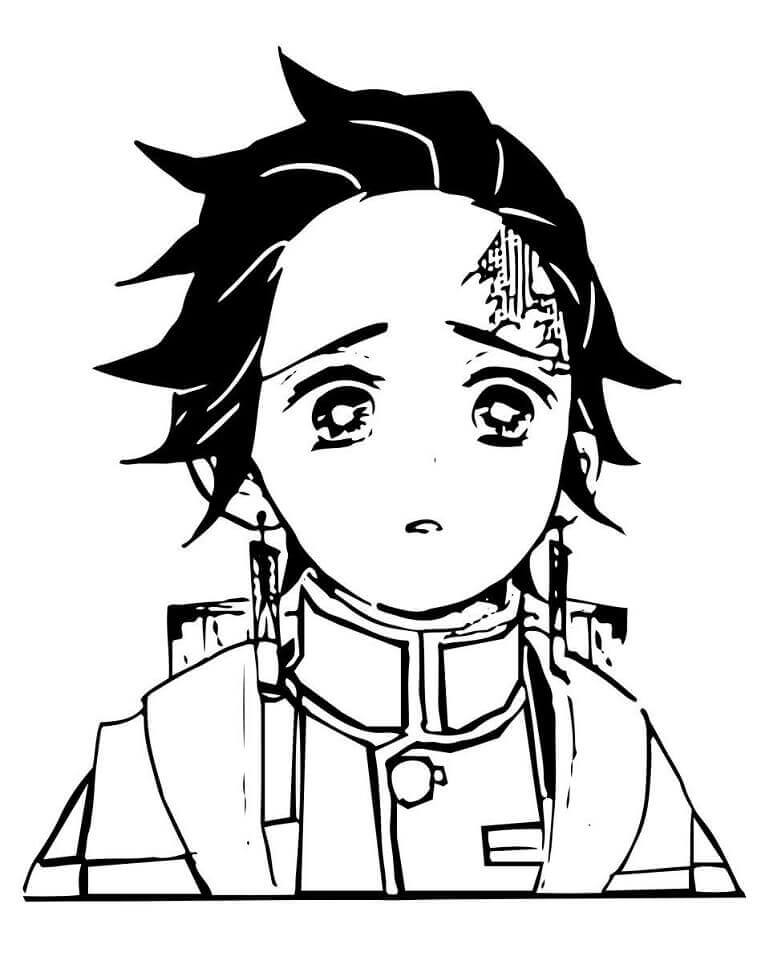 Dibujo de Asesino de Demonios de Tanjiro para Colorear y Imprimir
