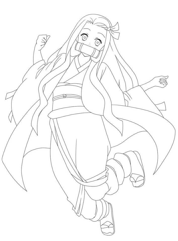 Dibujo de Asesino de Demonios Nezuko para Colorear y Imprimir