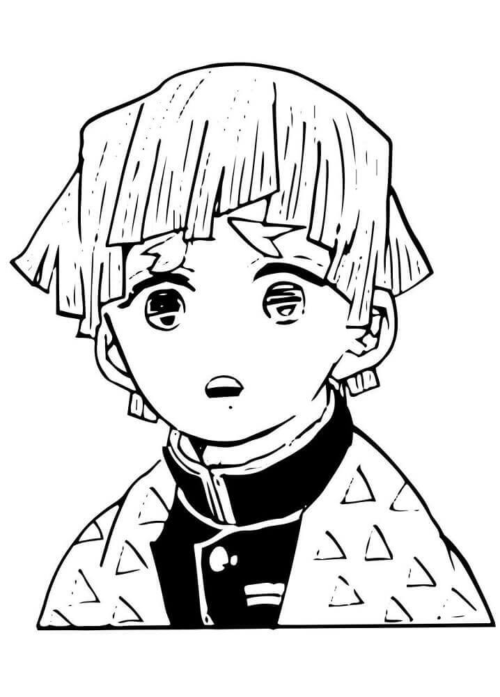 Dibujo de Asesino de Demonios Zenitsu para Colorear y Imprimir
