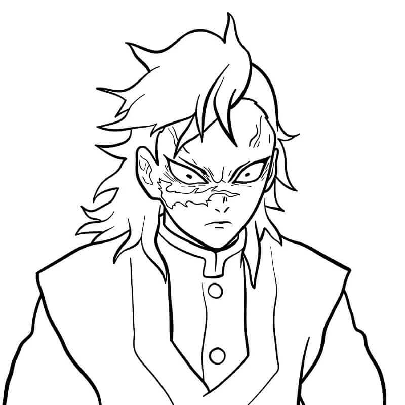 Dibujo de Genya Shinazugawa Demon Slayer para Colorear y Imprimir