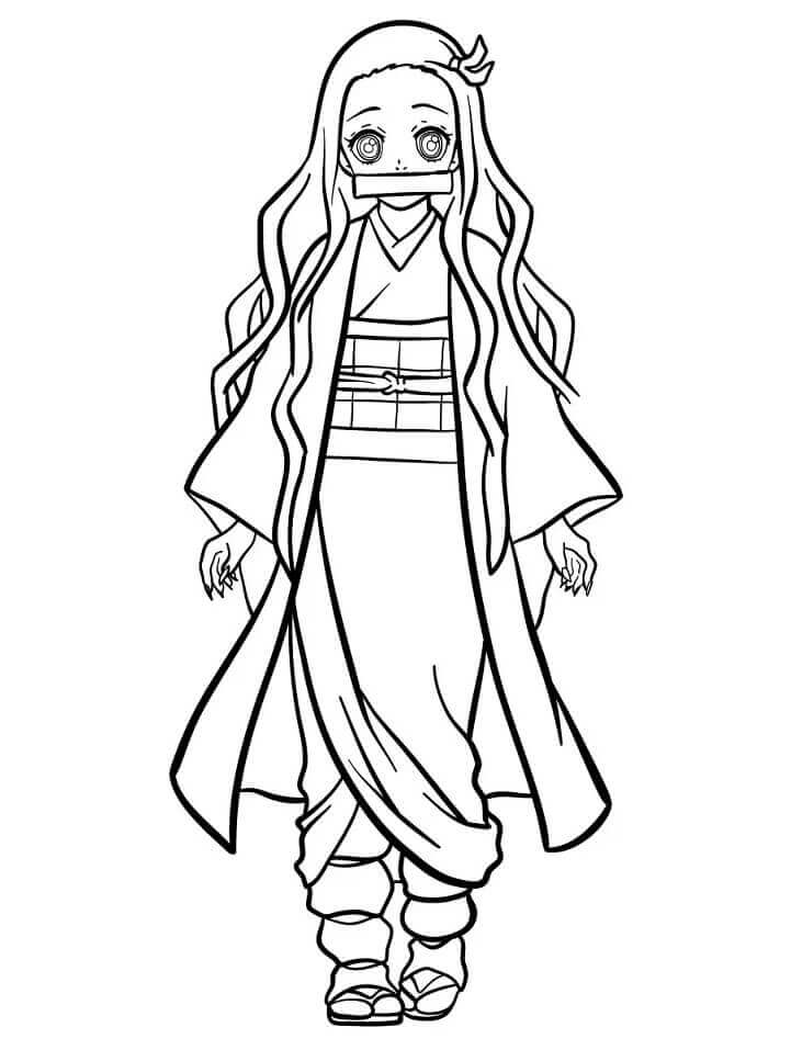 Dibujo de Nezuko Kamado Demon Slayer para Colorear y Imprimir