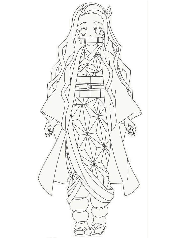 Dibujo de Precioso Asesino de Demonios Nezuko para Colorear y Imprimir