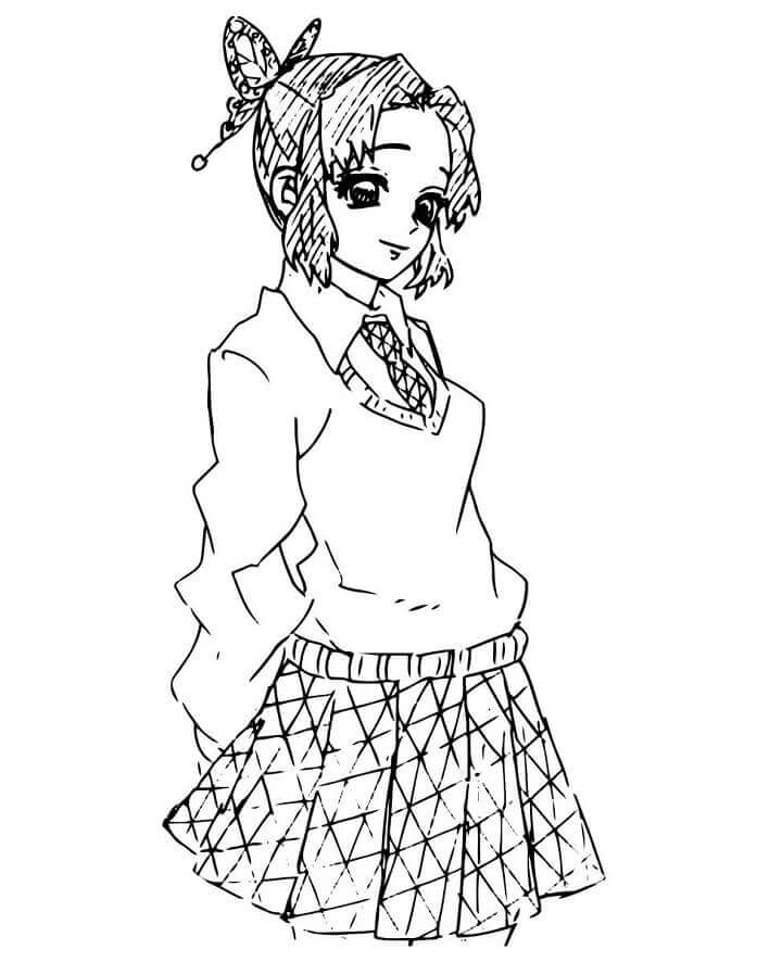 Dibujo de Shinobu Kocho Demon Slayer para Colorear y Imprimir
