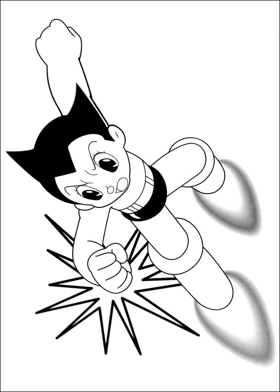 Dibujo de Astro Boy Luchando para Colorear y Imprimir
