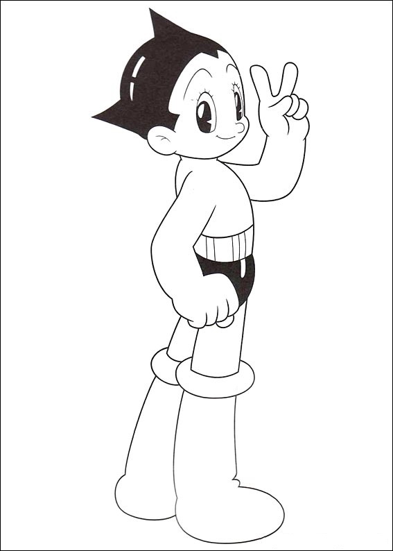 Dibujo de Astro Boy Sonriendo para Colorear y Imprimir