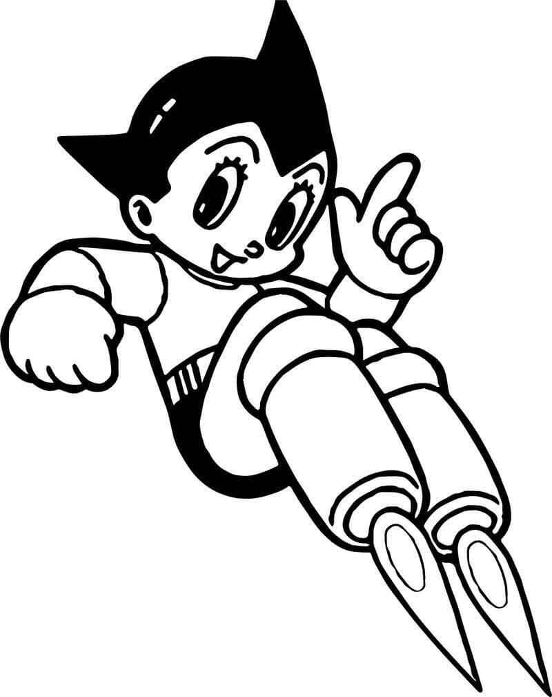 Dibujo de Astro Boy Volando para Colorear y Imprimir
