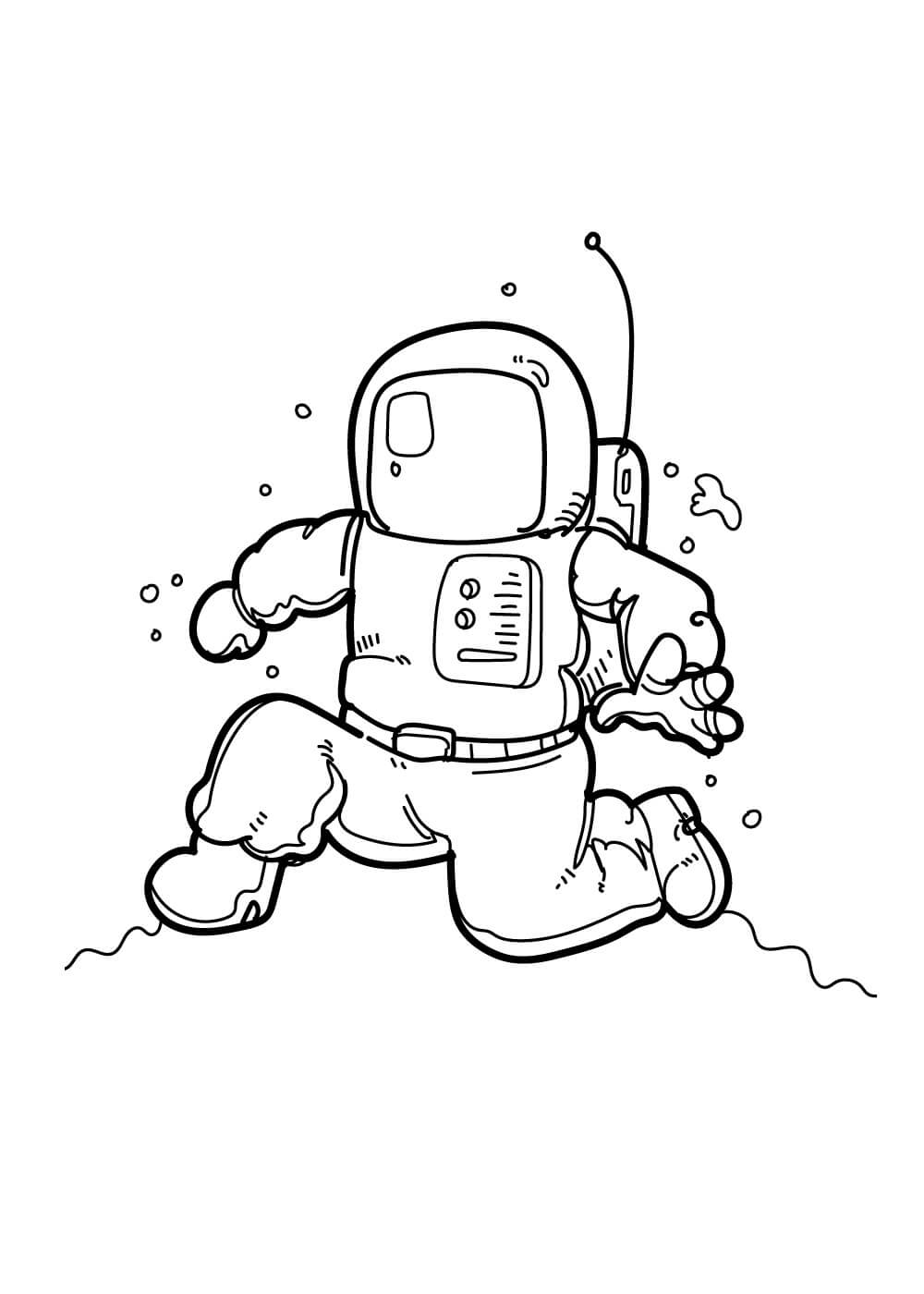 Dibujo de Astronauta Corriendo para Colorear y Imprimir