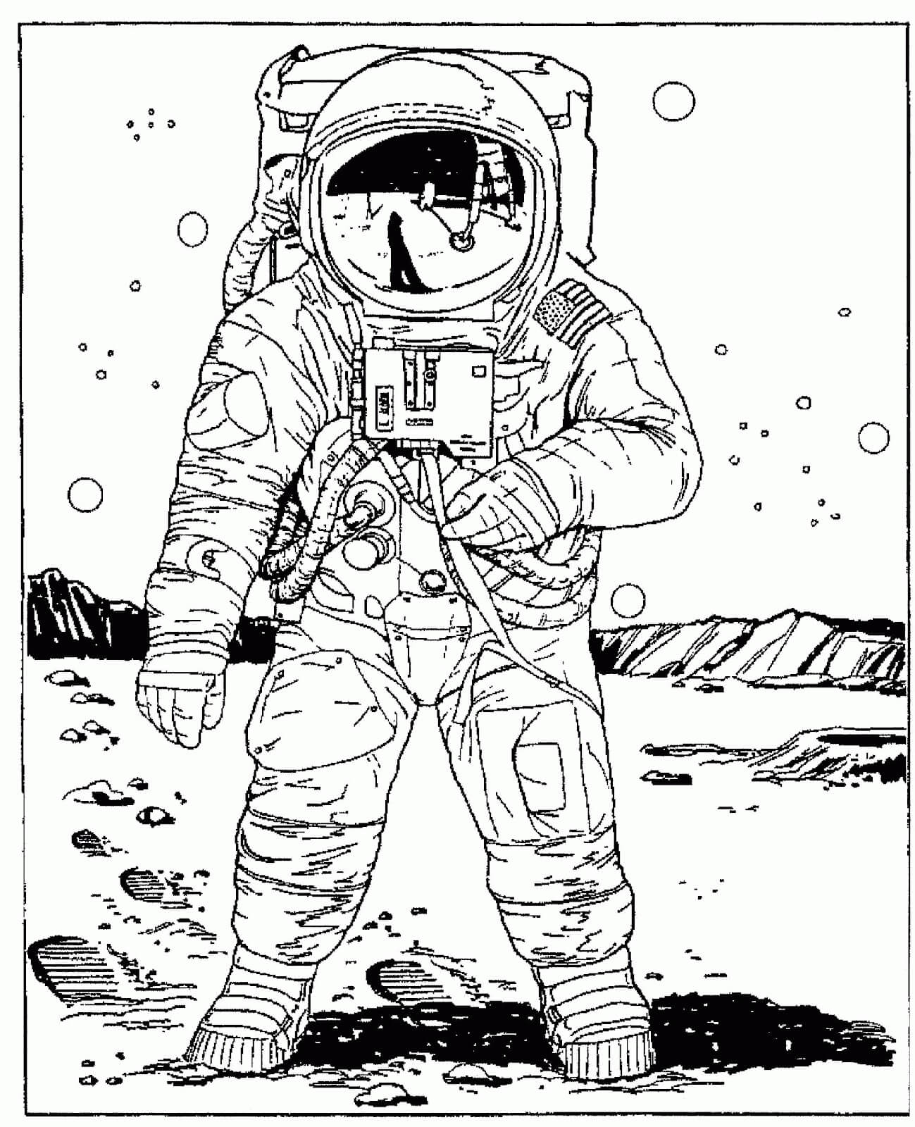 Dibujo de Astronauta Espacio para Colorear y Imprimir