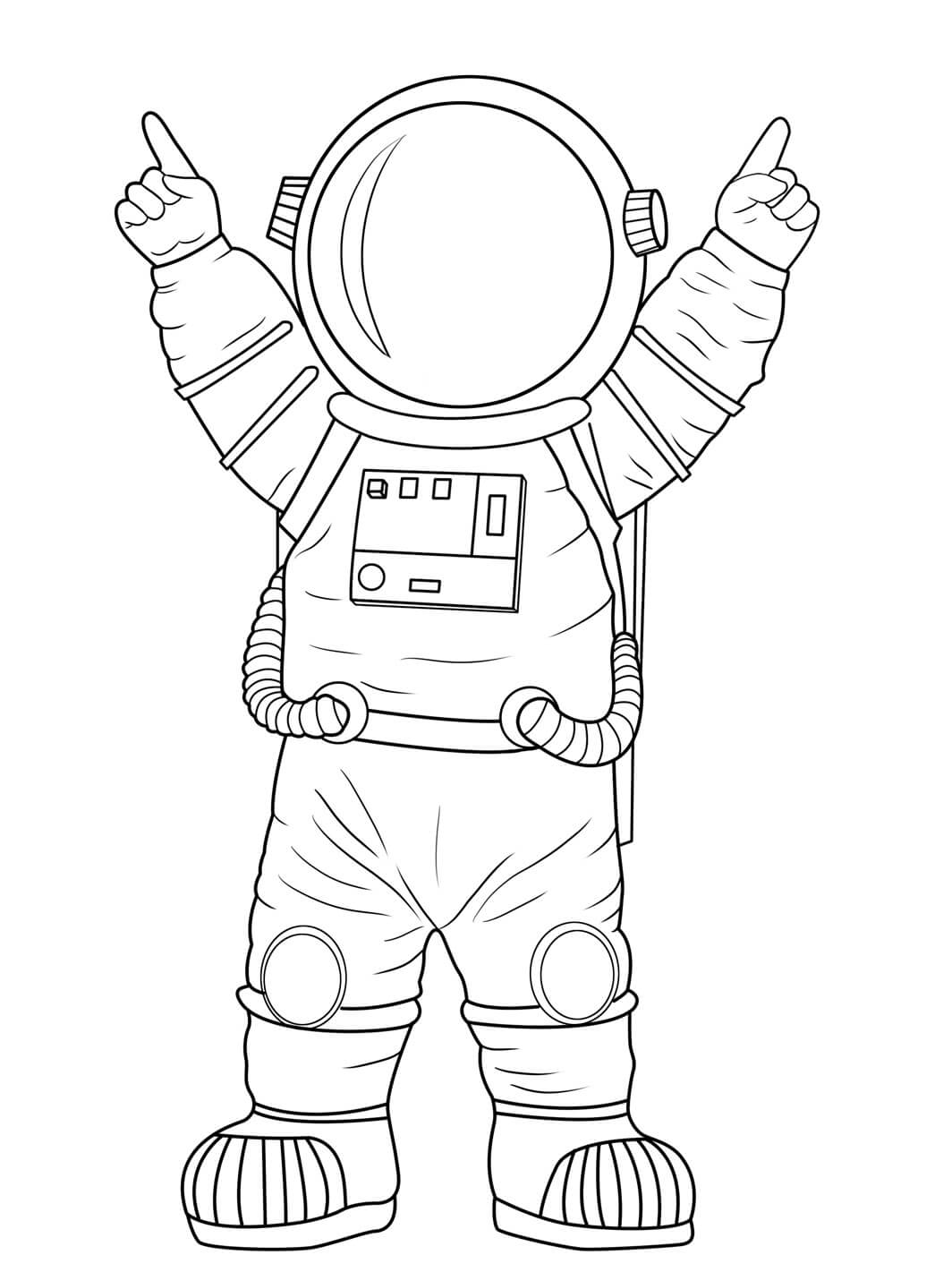 Dibujo de Astronauta ¡Feliz para Colorear y Imprimir