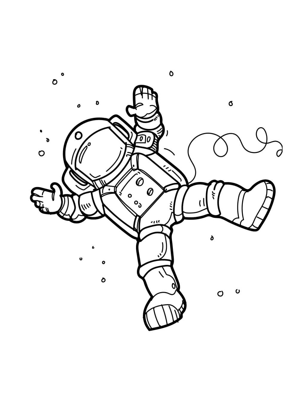 Dibujo de Astronauta Gracioso para Colorear y Imprimir