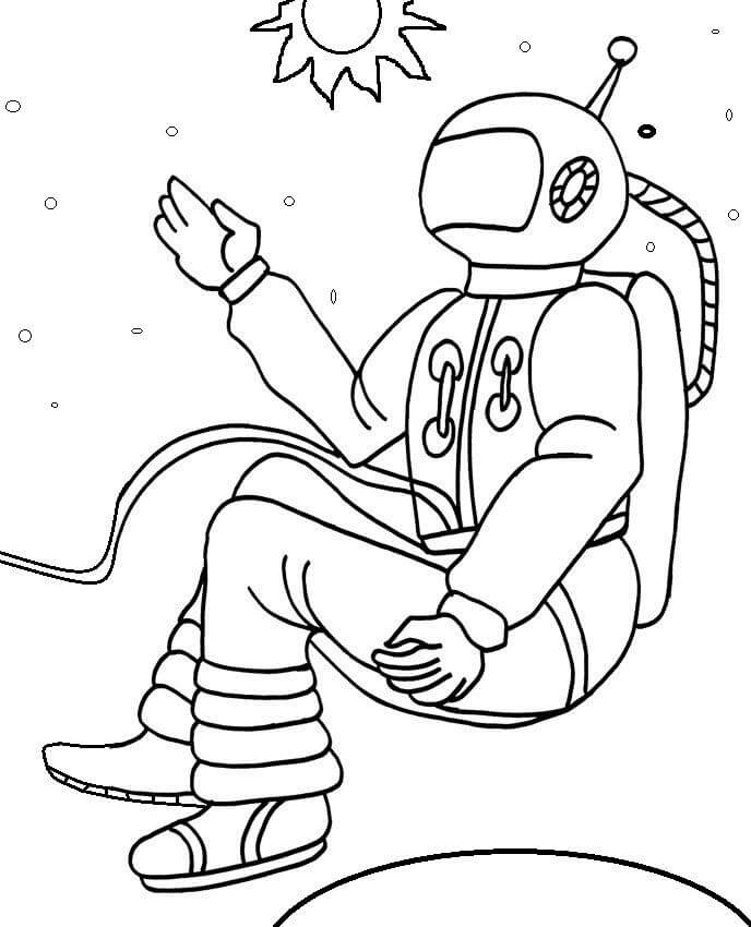 Dibujo de Astronauta Normal para Colorear y Imprimir