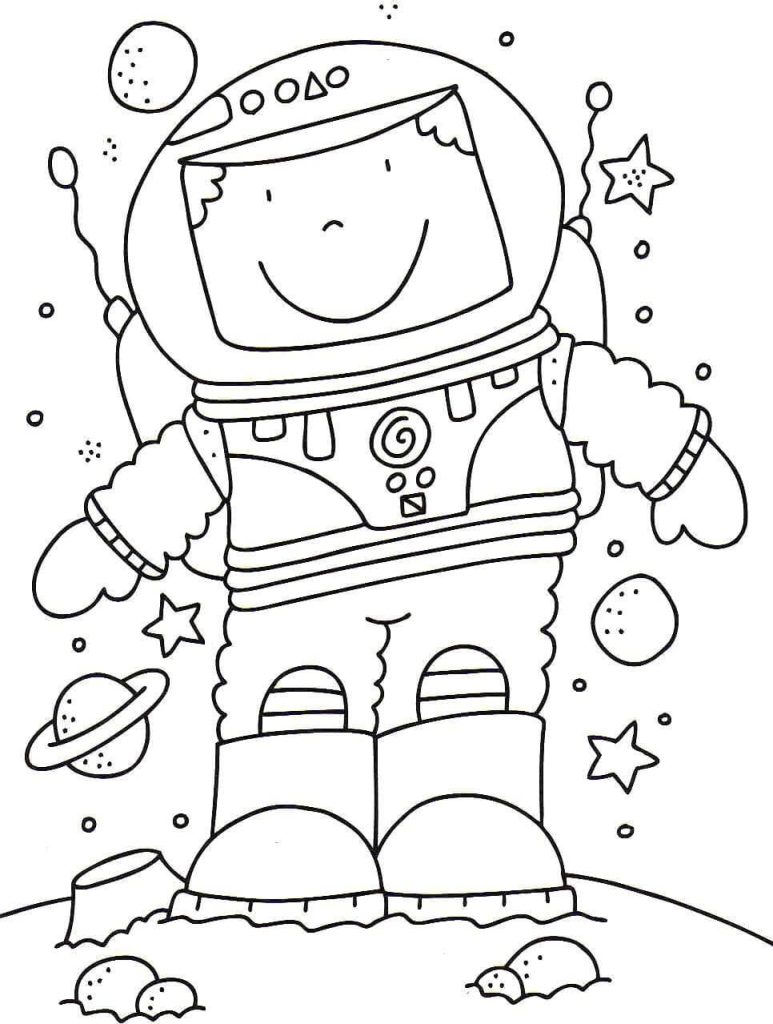 Dibujo de Astronauta Sencillo para Colorear y Imprimir