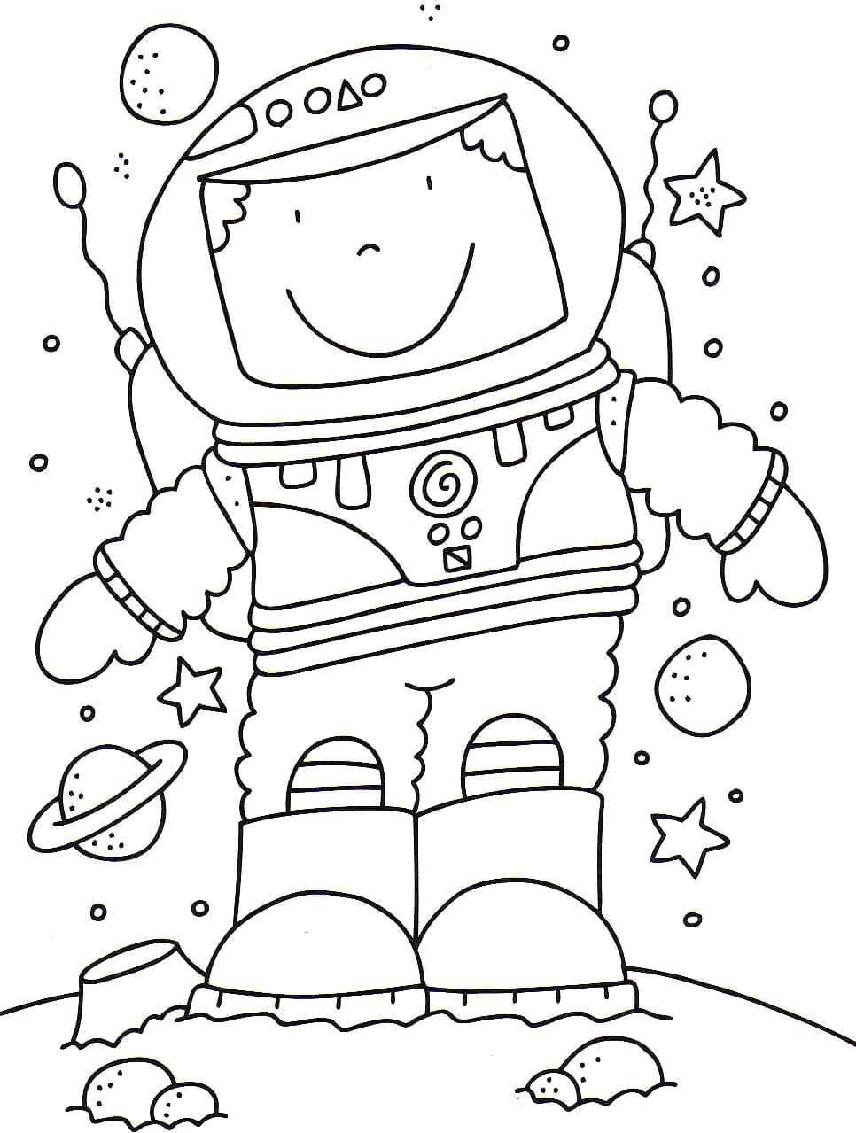 Dibujo de Astronauta Sencillo para Colorear y Imprimir