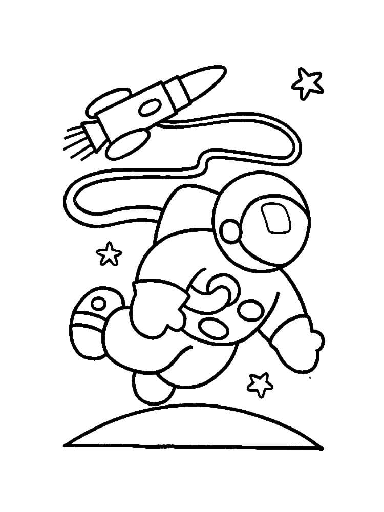 Dibujo de Astronauta Volando para Colorear y Imprimir