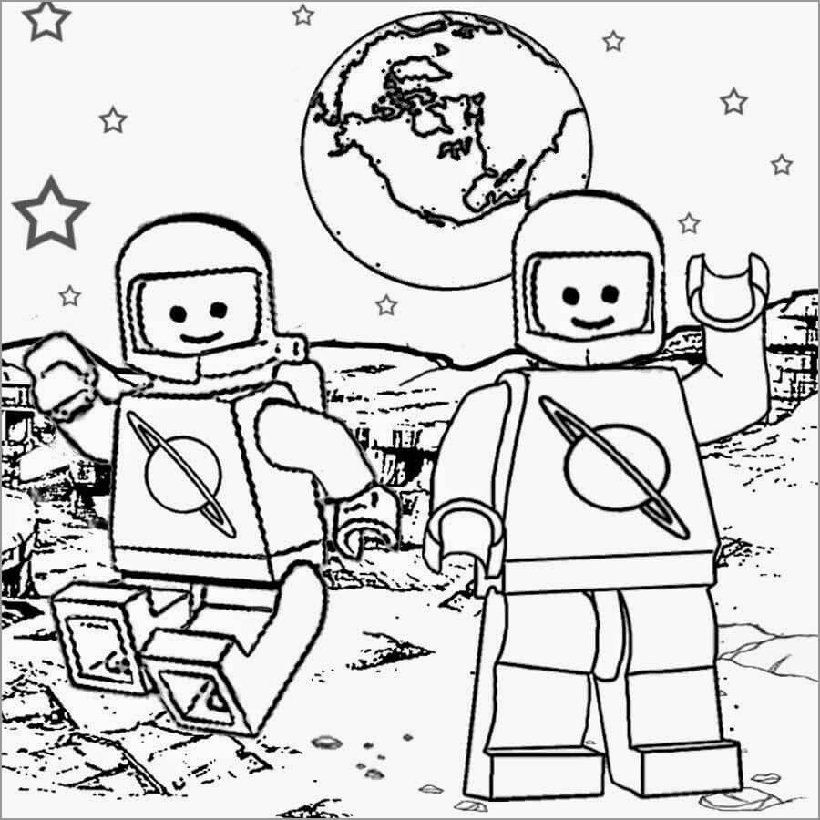 Dibujo de Astronautas Lego para Colorear y Imprimir