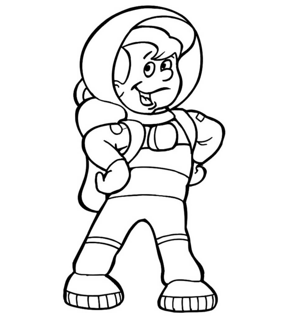 Dibujo de Chico Astronauta Divertido para Colorear y Imprimir