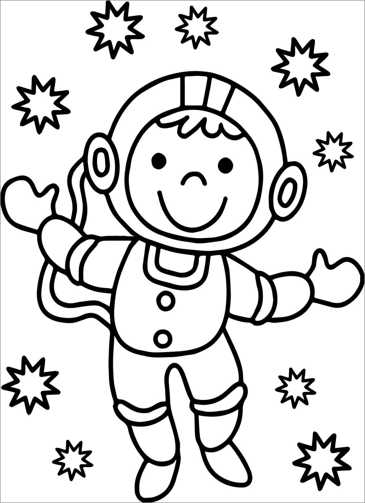 Dibujo de Dibujo de Astronauta para Colorear y Imprimir