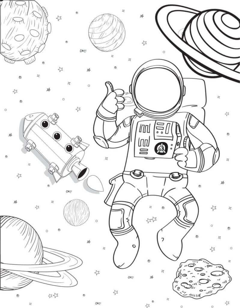 Dibujo de El Astronauta Perfecto para Colorear y Imprimir
