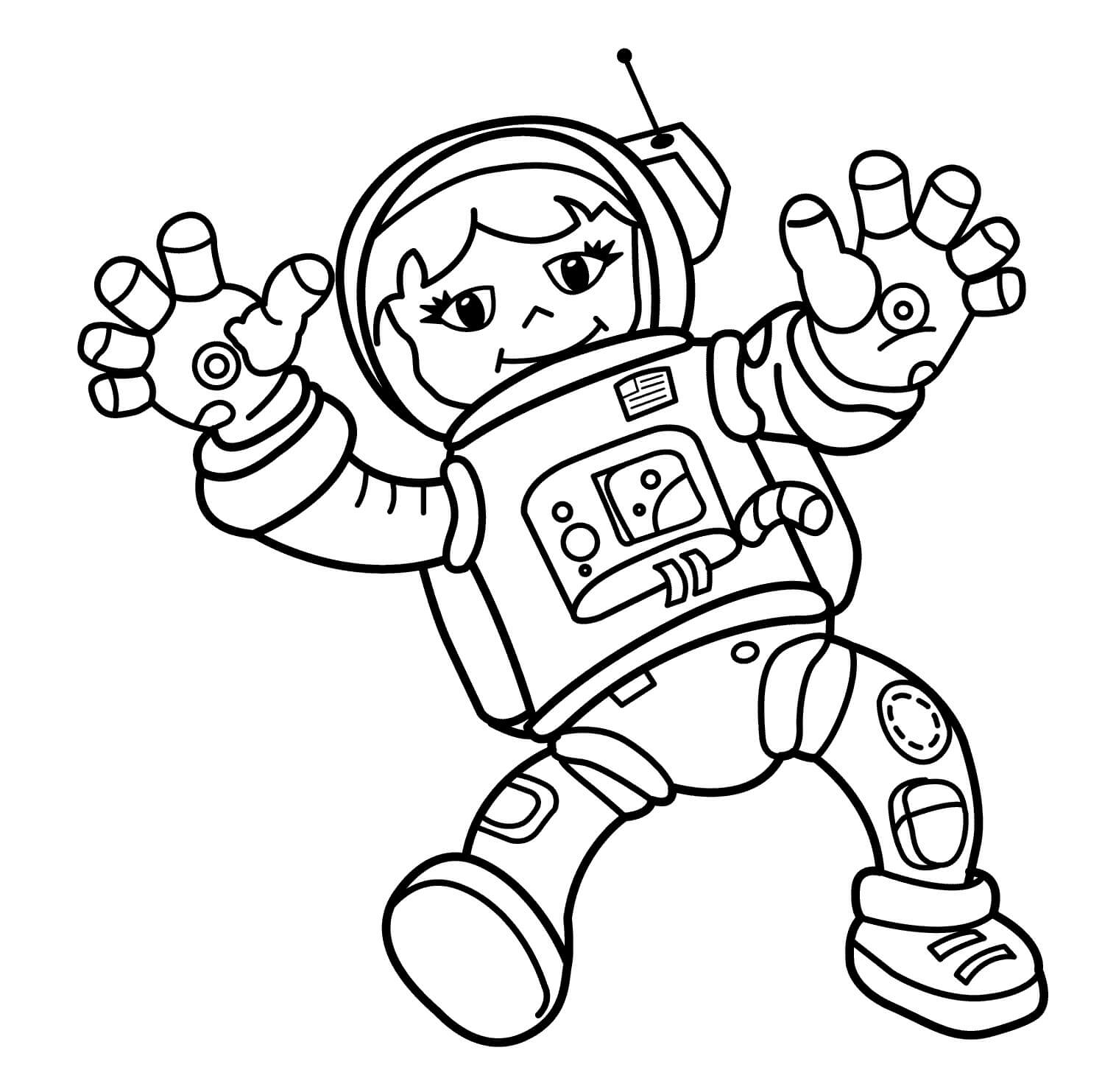 Dibujo de Gülümseyen Astronot Kiz para Colorear y Imprimir
