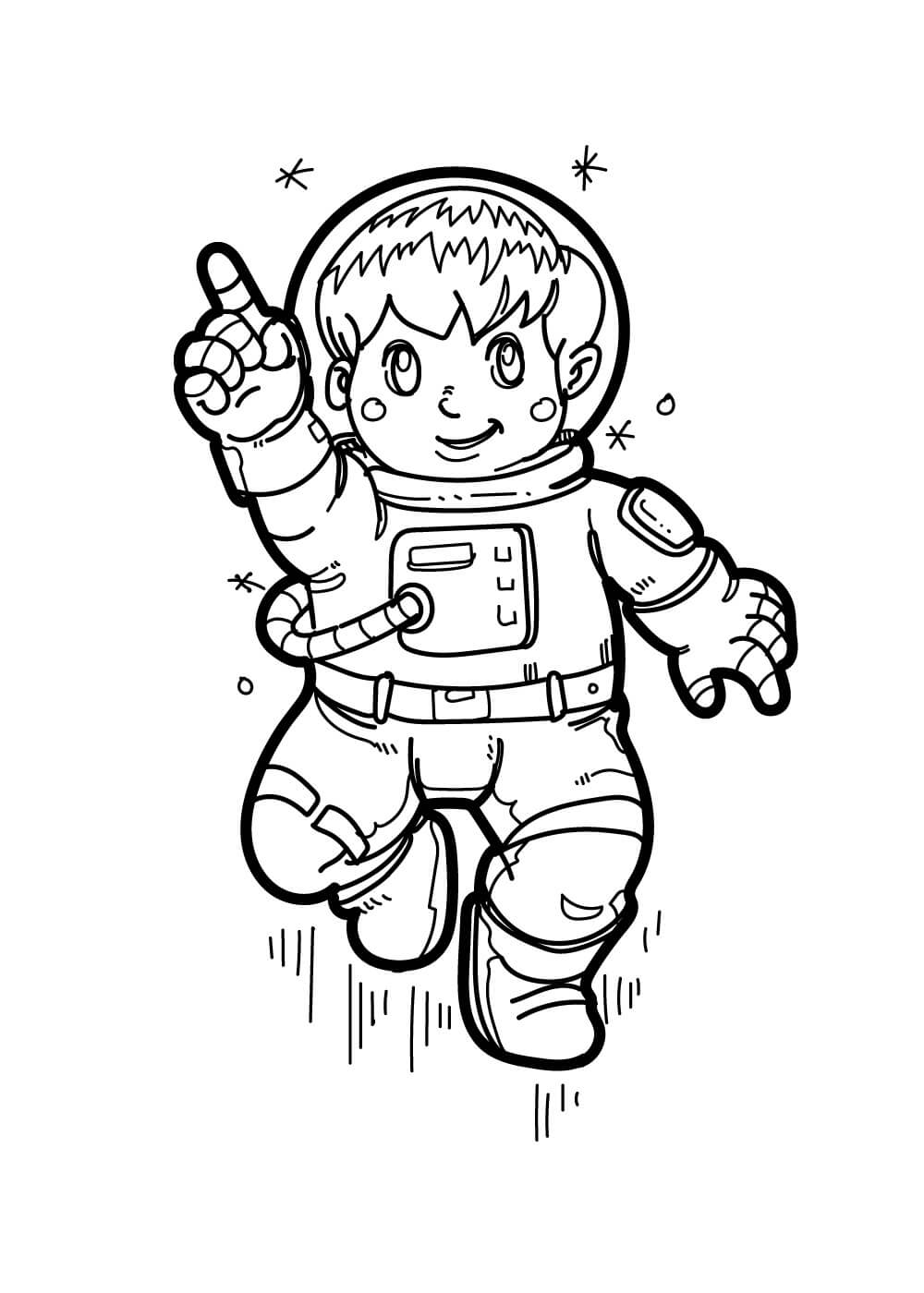Dibujo de Lindo Chico Astronauta para Colorear y Imprimir