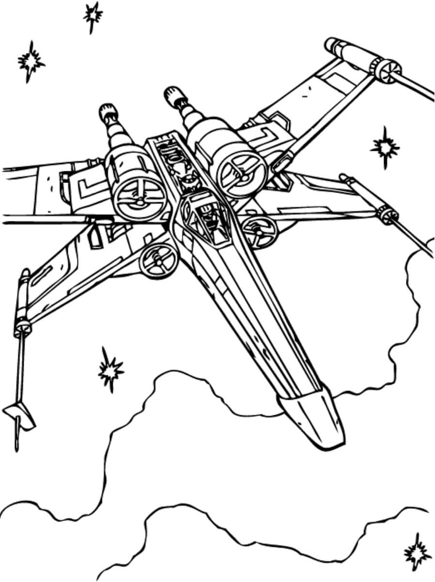 Dibujo de Caza Estelar Ala X para Colorear y Imprimir