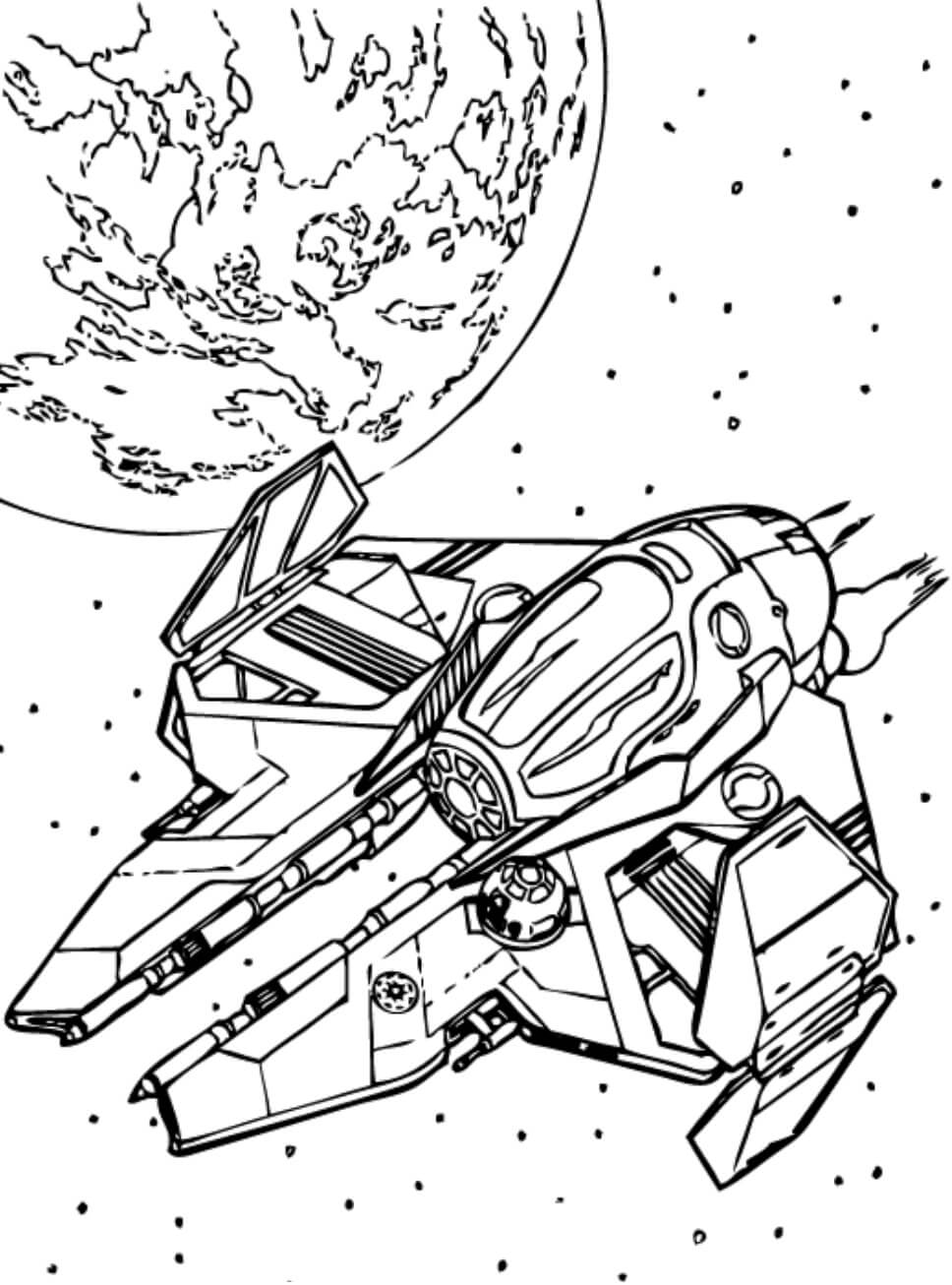Dibujo de Jedi Starfighter de Obi Wan Kenobi para Colorear y Imprimir