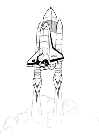 Dibujo de Lanzamiento Del Transbordador Espacial para Colorear y Imprimir