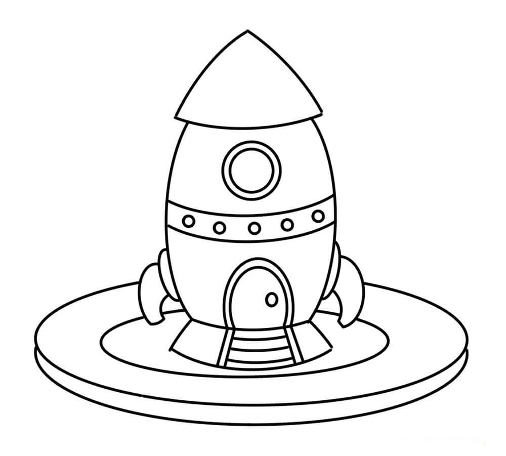 Dibujo de Nave Espacial de Dibujos Animados para Colorear y Imprimir