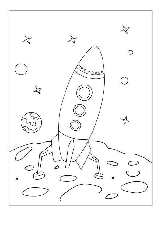 Dibujo de Nave Espacial En La Luna para Colorear y Imprimir