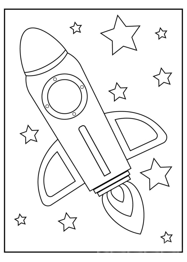 Dibujo de Nave Espacial Simples para Colorear y Imprimir