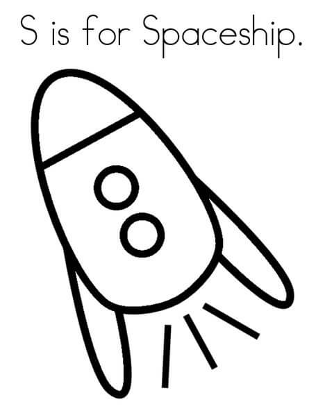 Dibujo de S Es para Nave Espacial para Colorear y Imprimir