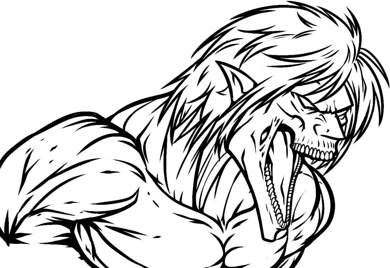 Dibujo de Ataque Titán Eren para Colorear y Imprimir