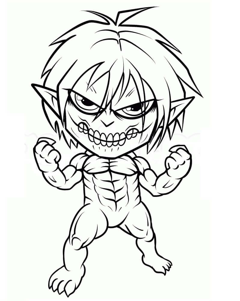 Dibujo de Chibi Ataque Titán para Colorear y Imprimir