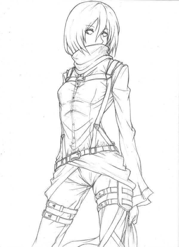 Dibujo de Mikasa Ackerman para Colorear y Imprimir