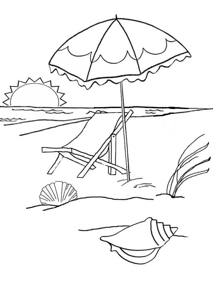 Dibujo de Atardecer En La Playa para Colorear y Imprimir