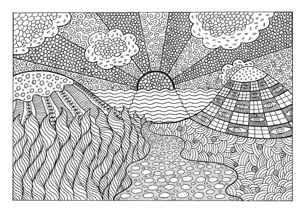 Dibujo de Mándala Al Atardecer para Colorear y Imprimir