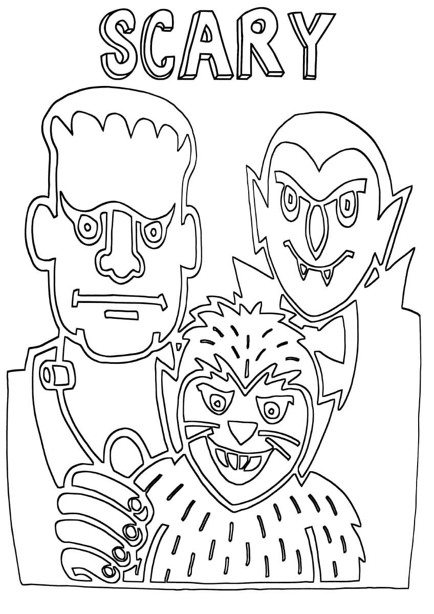 Dibujo de Amigo Aterrador para Colorear y Imprimir
