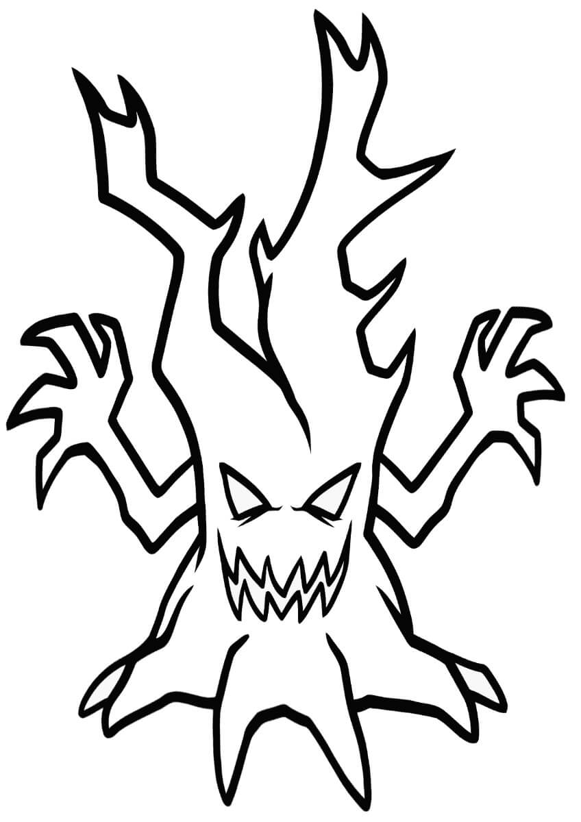 Dibujo de Árbol de Miedo para Colorear y Imprimir