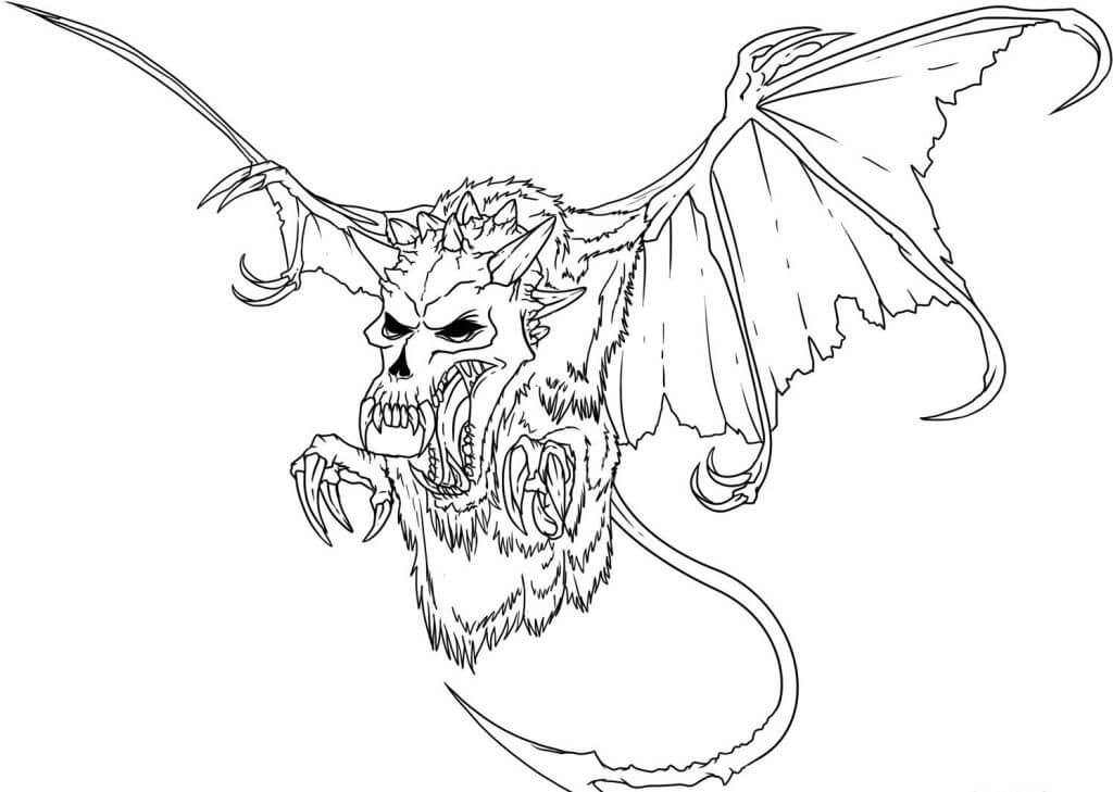 Dibujo de Esqueleto de Murciélago para Colorear y Imprimir
