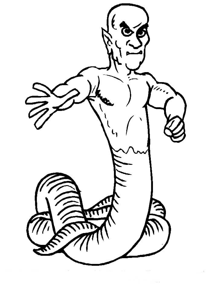 Dibujo de Hombre Serpiente Aterrador para Colorear y Imprimir