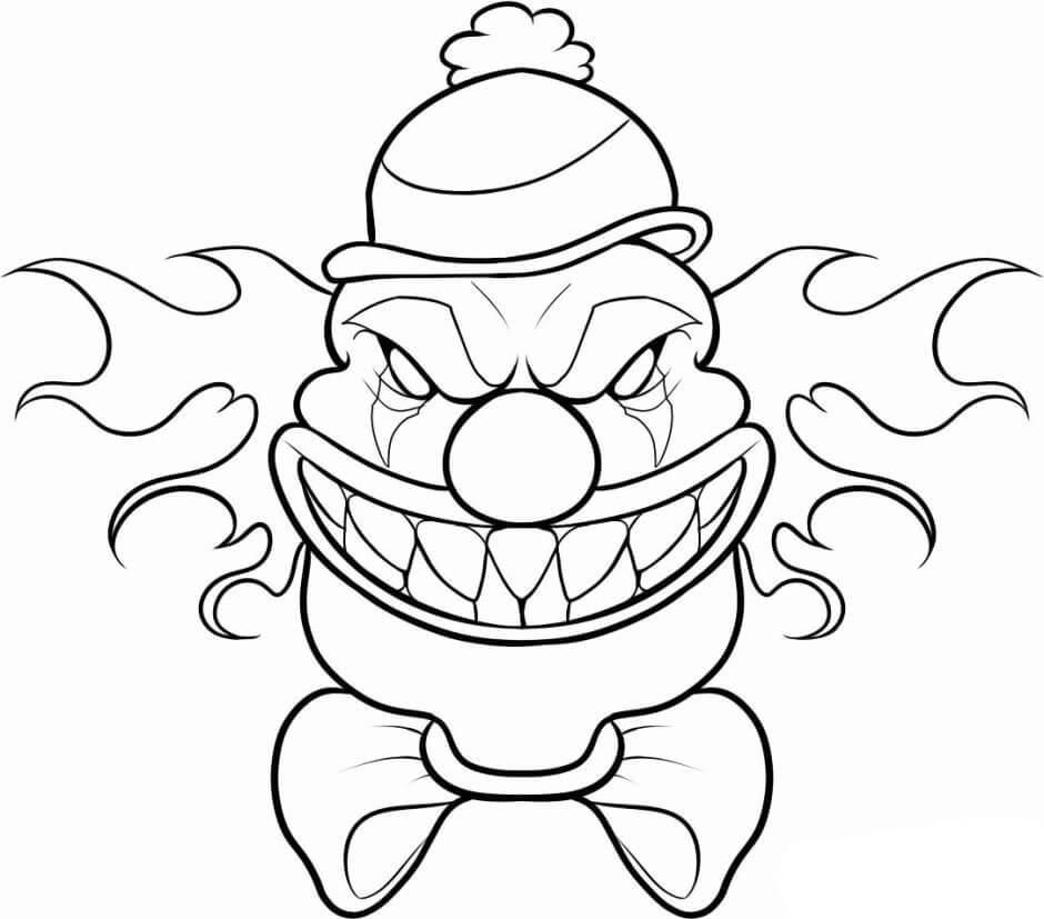 Dibujo de Máscara de Payaso Aterrador para Colorear y Imprimir
