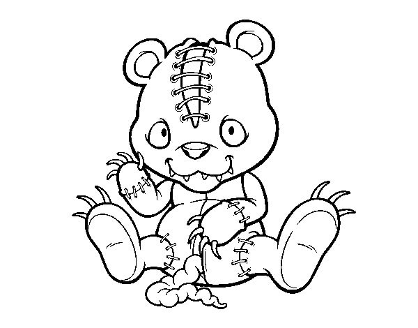 Dibujo de Peluche Andrajoso Aterrador para Colorear y Imprimir