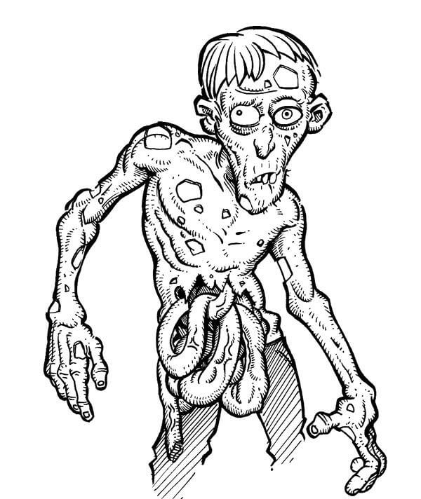 Dibujo de Zombi Bruto para Colorear y Imprimir