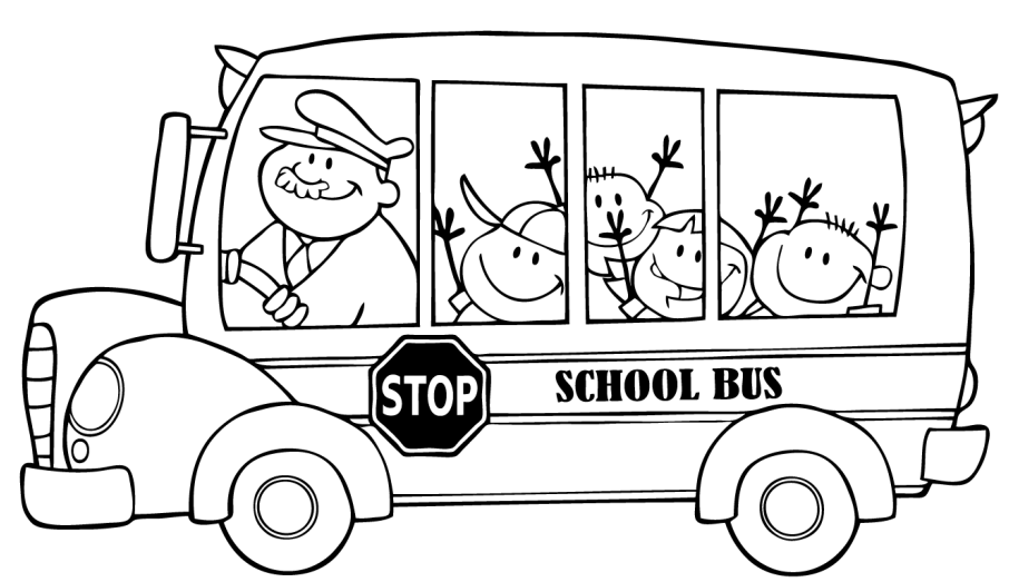 Dibujo de Niños En El Autobús Escolar para Colorear y Imprimir